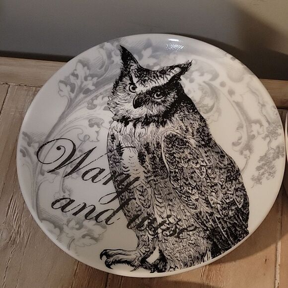 POTTERY BARN Curiosity Plates Midnight Dreary Appetizer SET of  3  6 1/2” - Picture 4 of 11